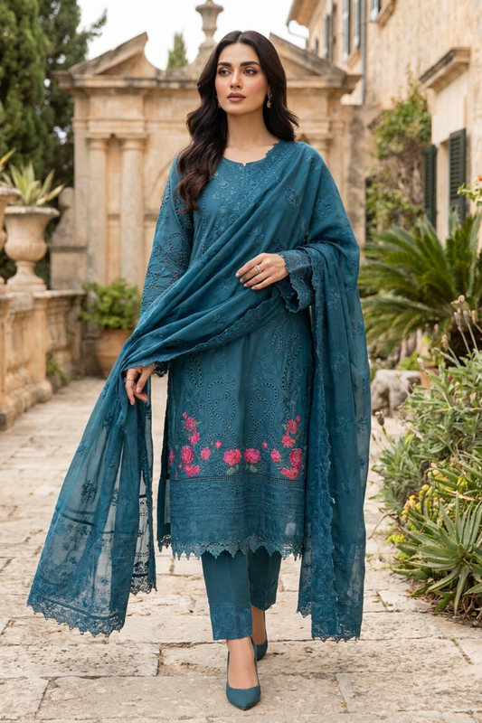Motif Embroidered Lawn Suit-1822