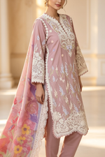 Motif Embroidered Cotton Suit-1835