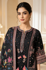 Motif Embroidered Cotton Suit-1841