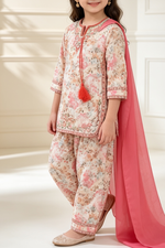 Motif Girls Embroidered Cotton Suit-26432