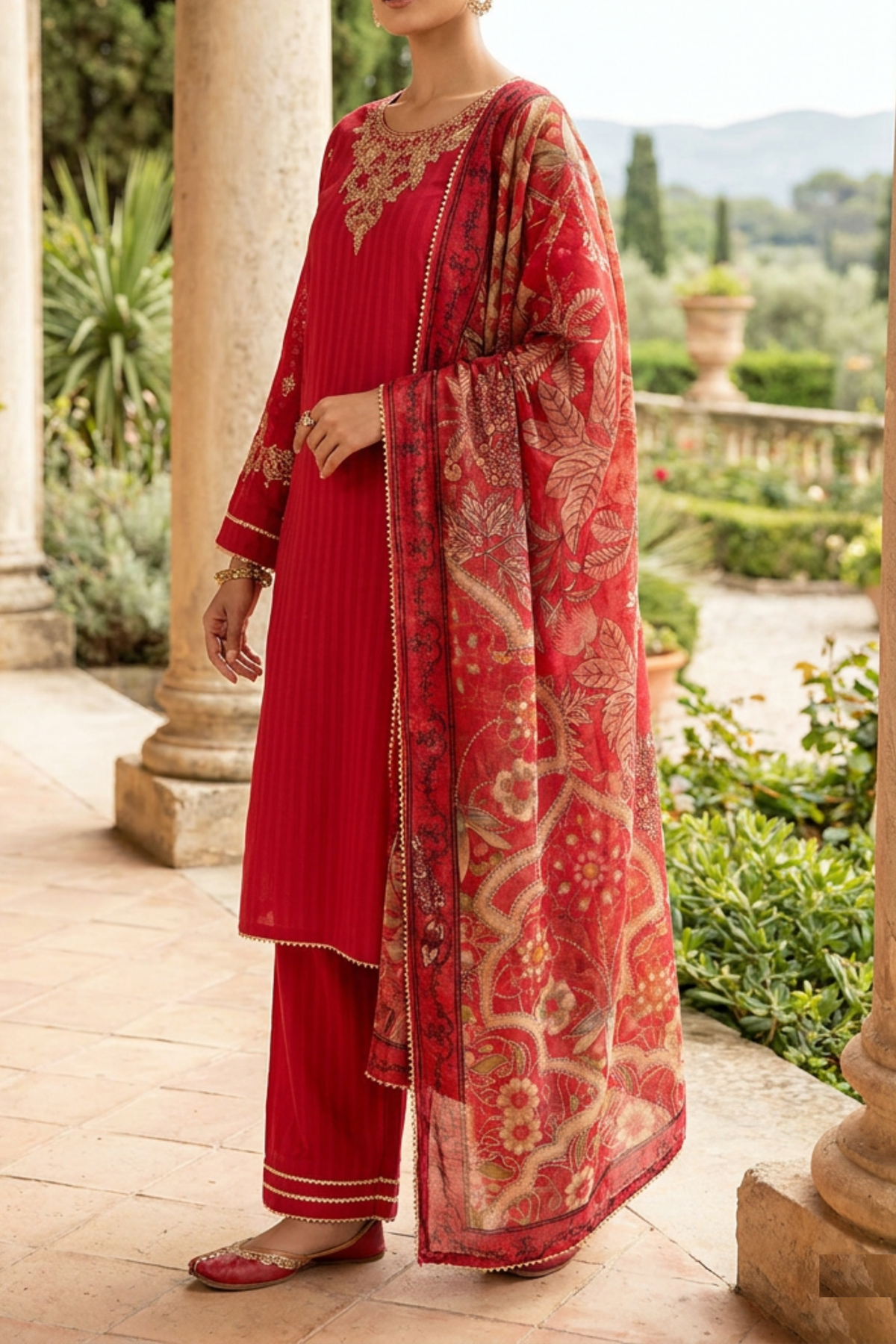 Motif Embroidered Katpana Suit-4029