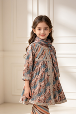 Motif Girls Embroidered Cotton Suit-26553