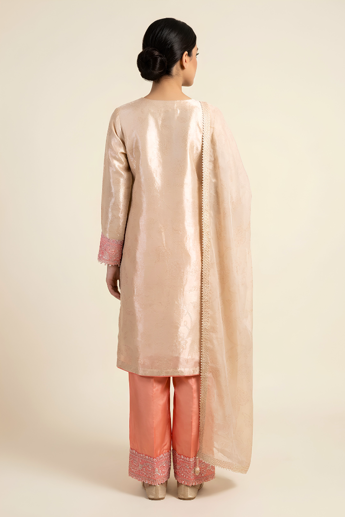 Motif Sheesha Silk Embroidered Suit-4273