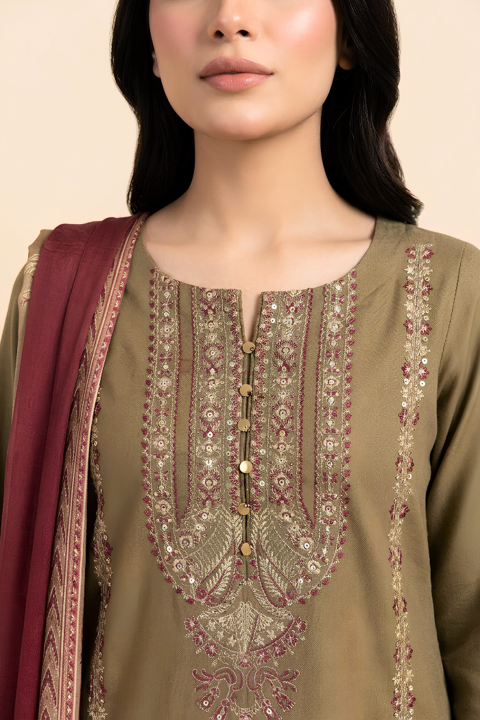 Motif Dhanak Embroidered Suit-4000