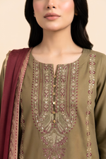 Motif Dhanak Embroidered Suit-4000