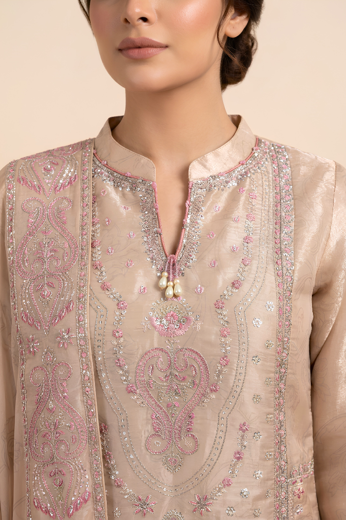 Motif Sheesha Silk Embroidered Suit-4273