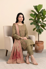 Motif Dhanak Embroidered Suit-4000