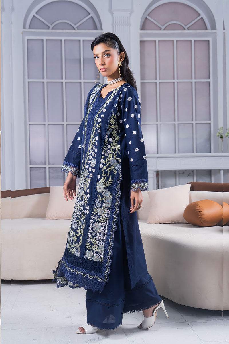 Motif Cotton Embroidered Suit-3737