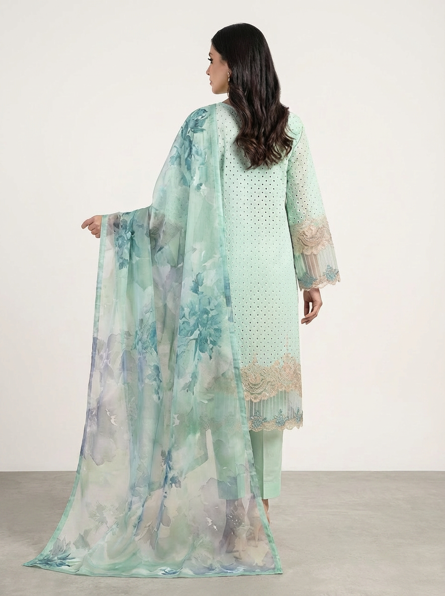 Motif Chikankari Embroidered Suit-102
