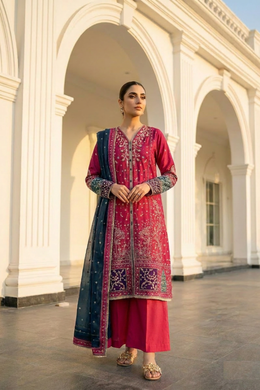 Motif Embroidered Cambric Suit-014