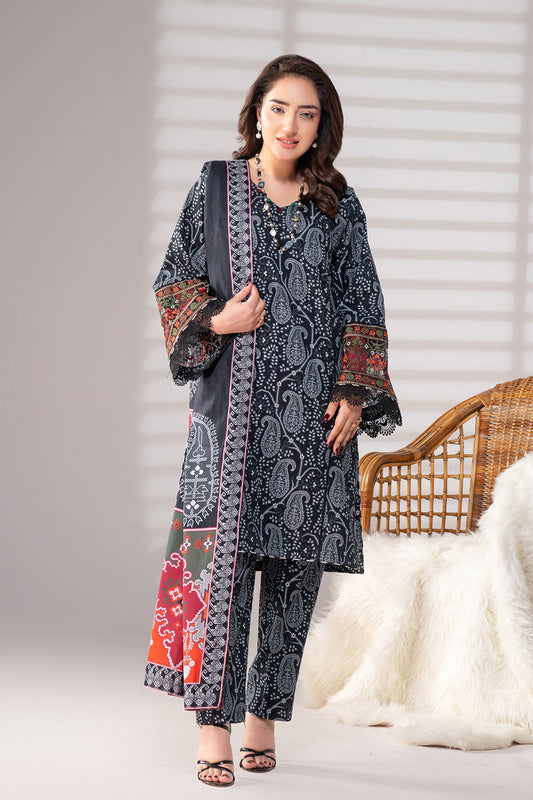 MOTIF KHADDAR PRINT & EMBROIDERED SUIT-034 - Motif UK