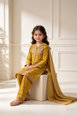 Motif Girls Embroidered Cotton Suit-26520
