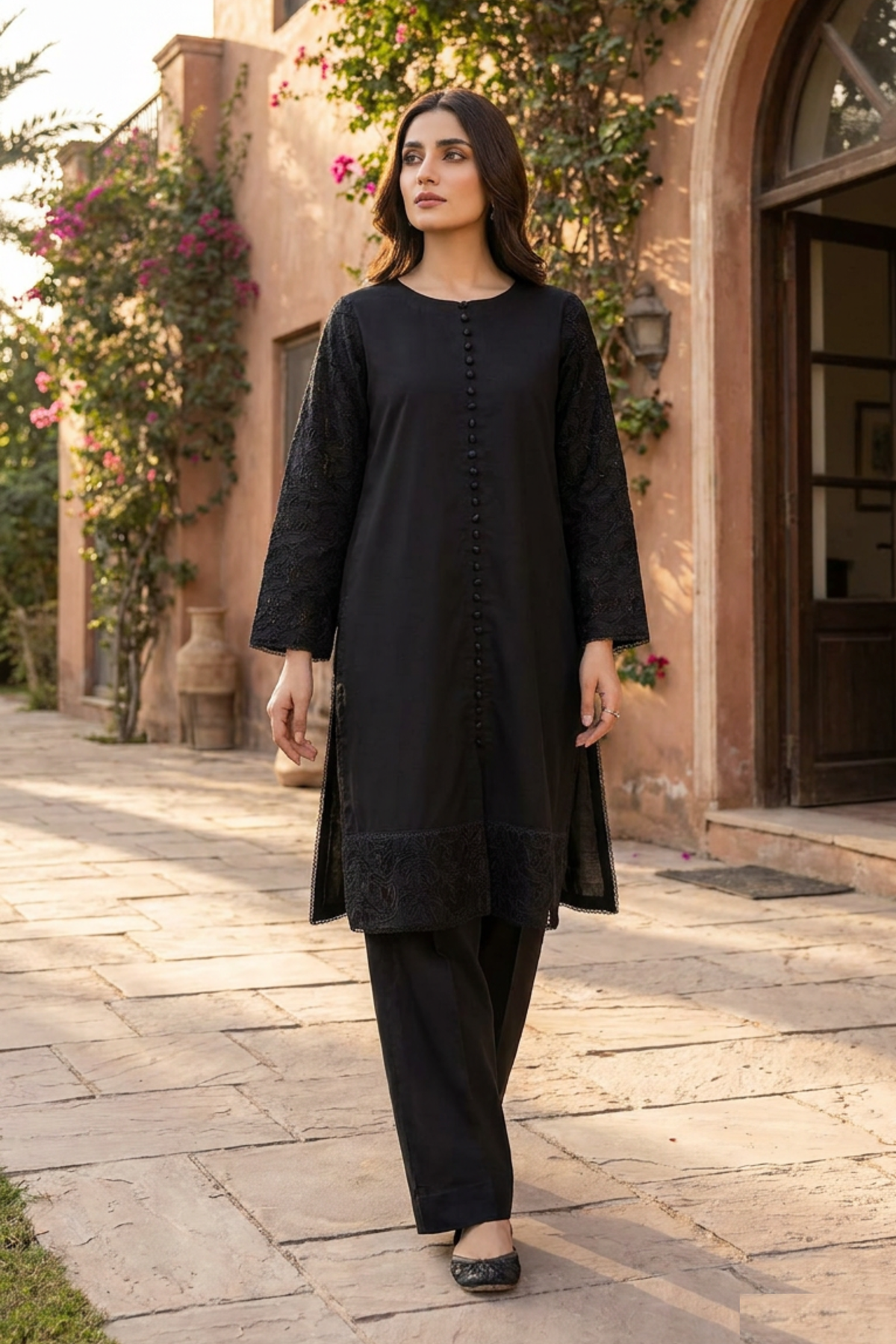 Motif Embroidered Lawn Suit-003