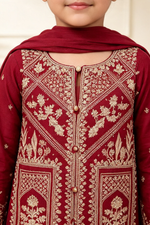 Motif Girls Printed Viscose Suit-756