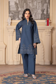 Motif Denim Embroidered Co-Ord Set
