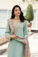 Motif Raw Silk Embroidered Suit-4095