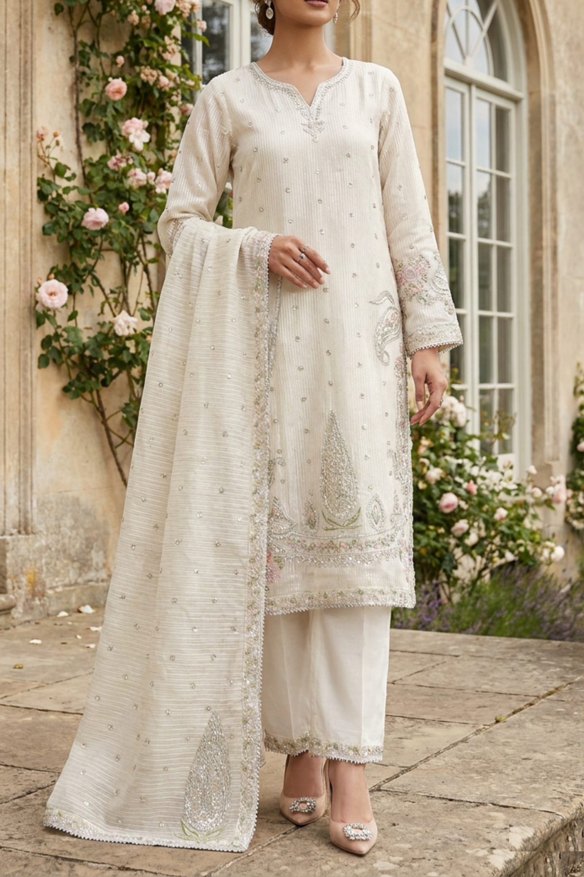 Motif Embroidered Lawn Suit-4139