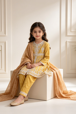 Motif Girls Embroidered Cotton Suit-26558