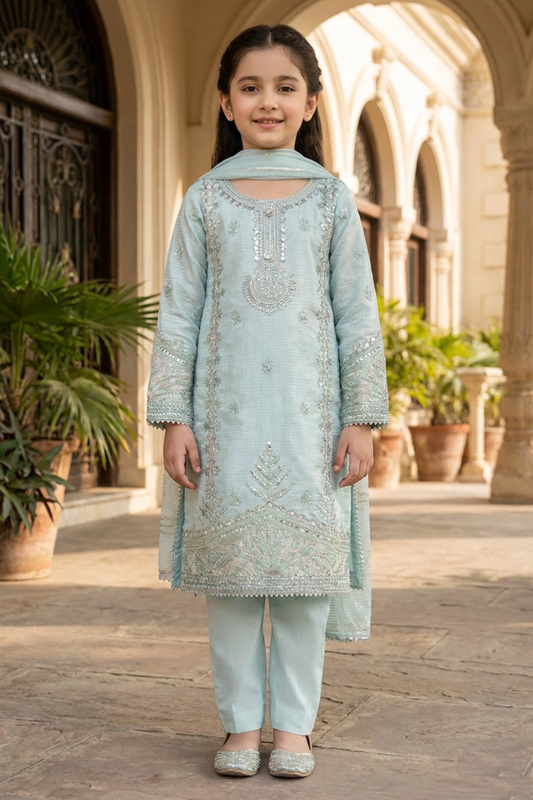 Motif Girls Embroidered Munar Suit-719