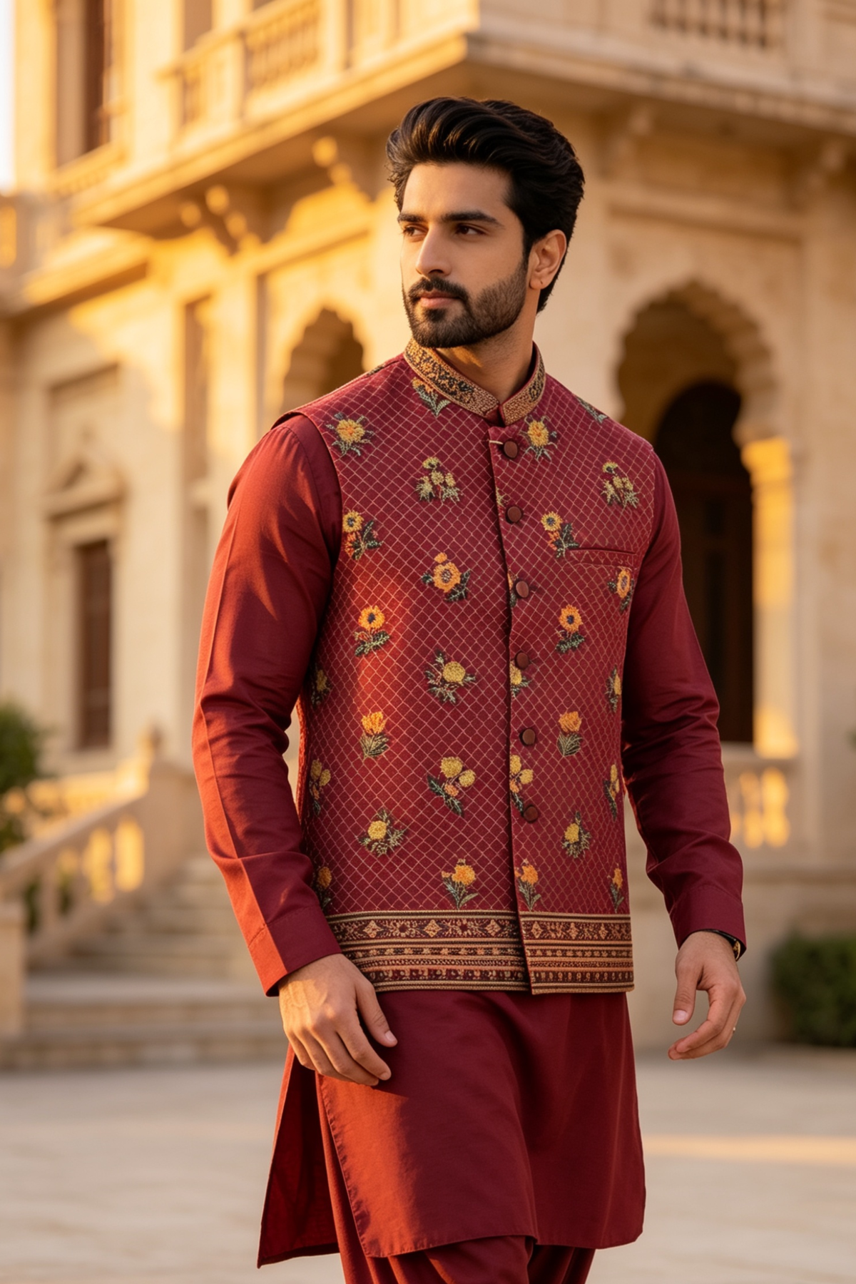 Motif Men's Waistcoat-3093