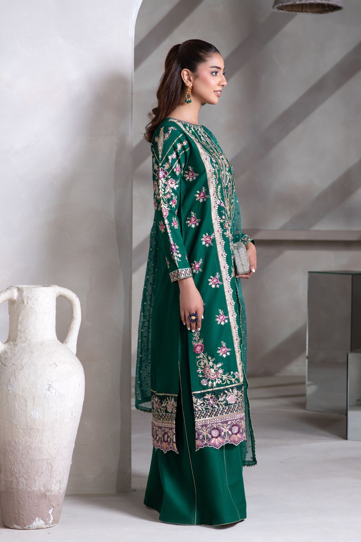 Motif Cambric Embroidered Suit-019