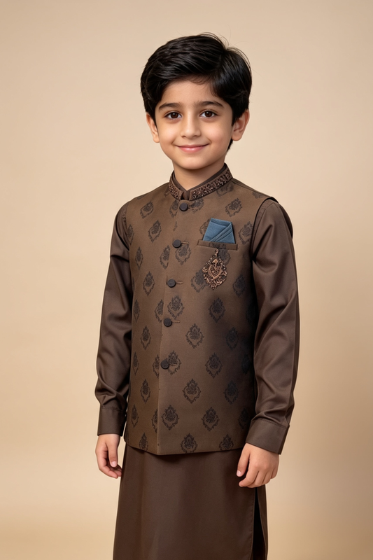 Motif Boys Waistcoat Suit-3426