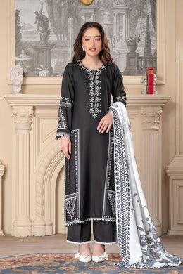 Motif Peach Wool Embroidered Suit-3890