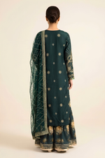 Motif Raw Silk Embroidered Suit-4258