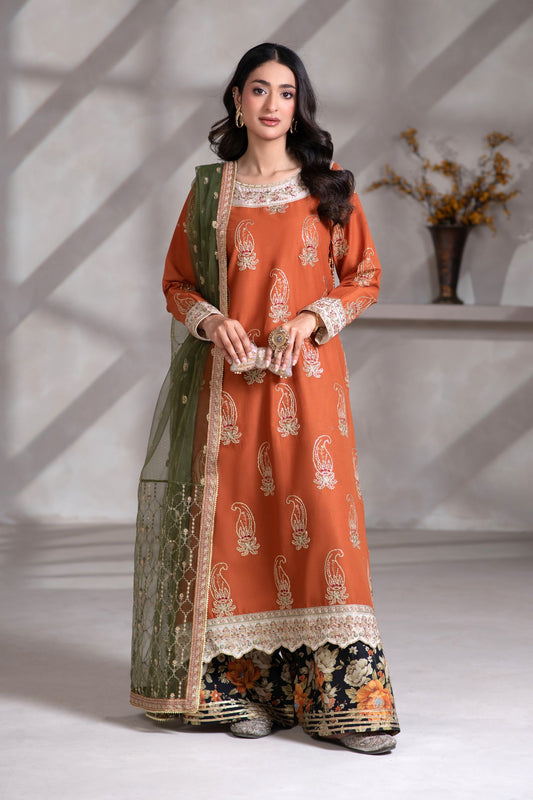 Motif Cambric Embroidered Suit-013