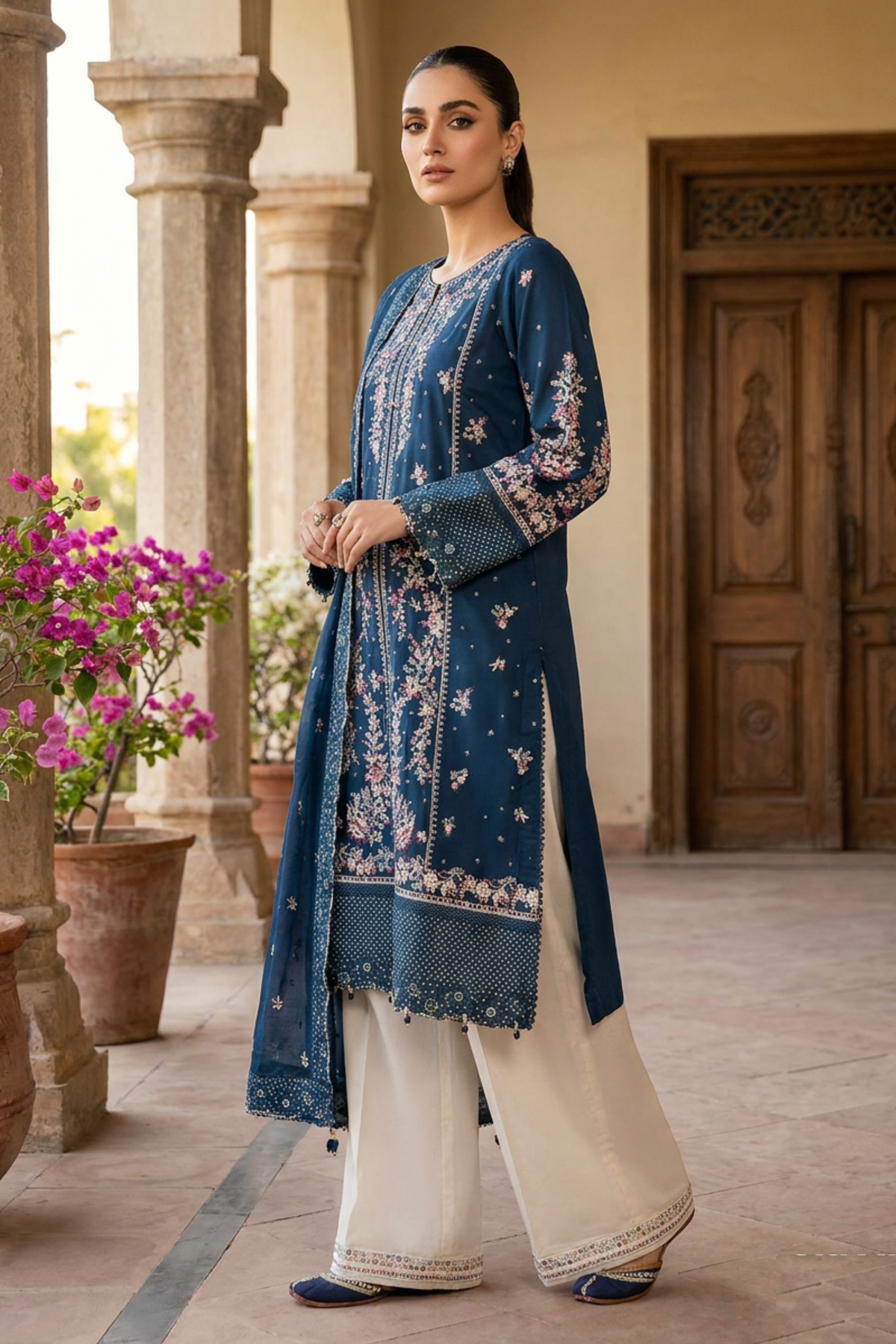 Motif Embroidered Lawn Suit-1820