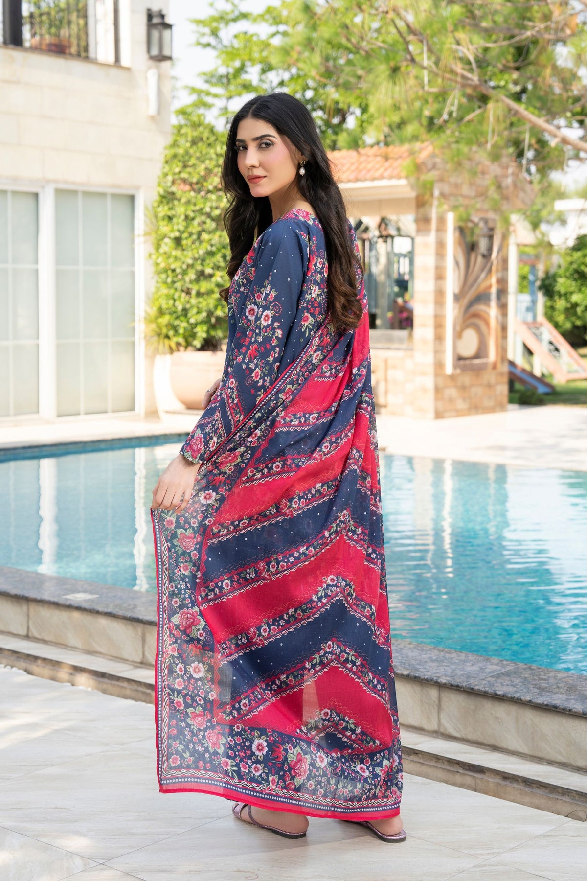 Motif Printed Lawn Suit-016