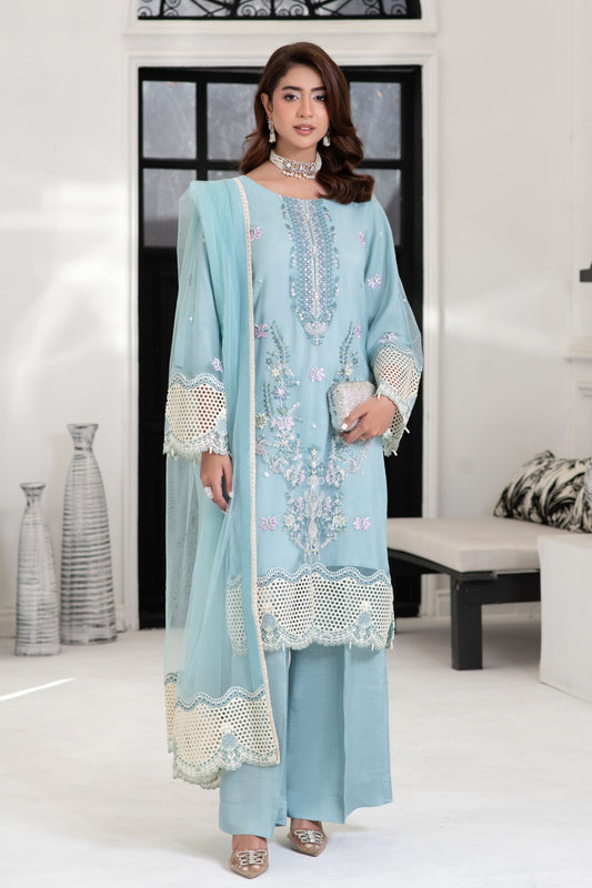 Motif Bareeze Net Embroidered Suit-014