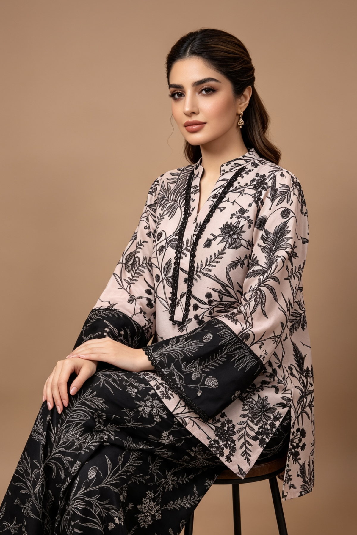 Motif Lawn Printed Co-ord Set-012