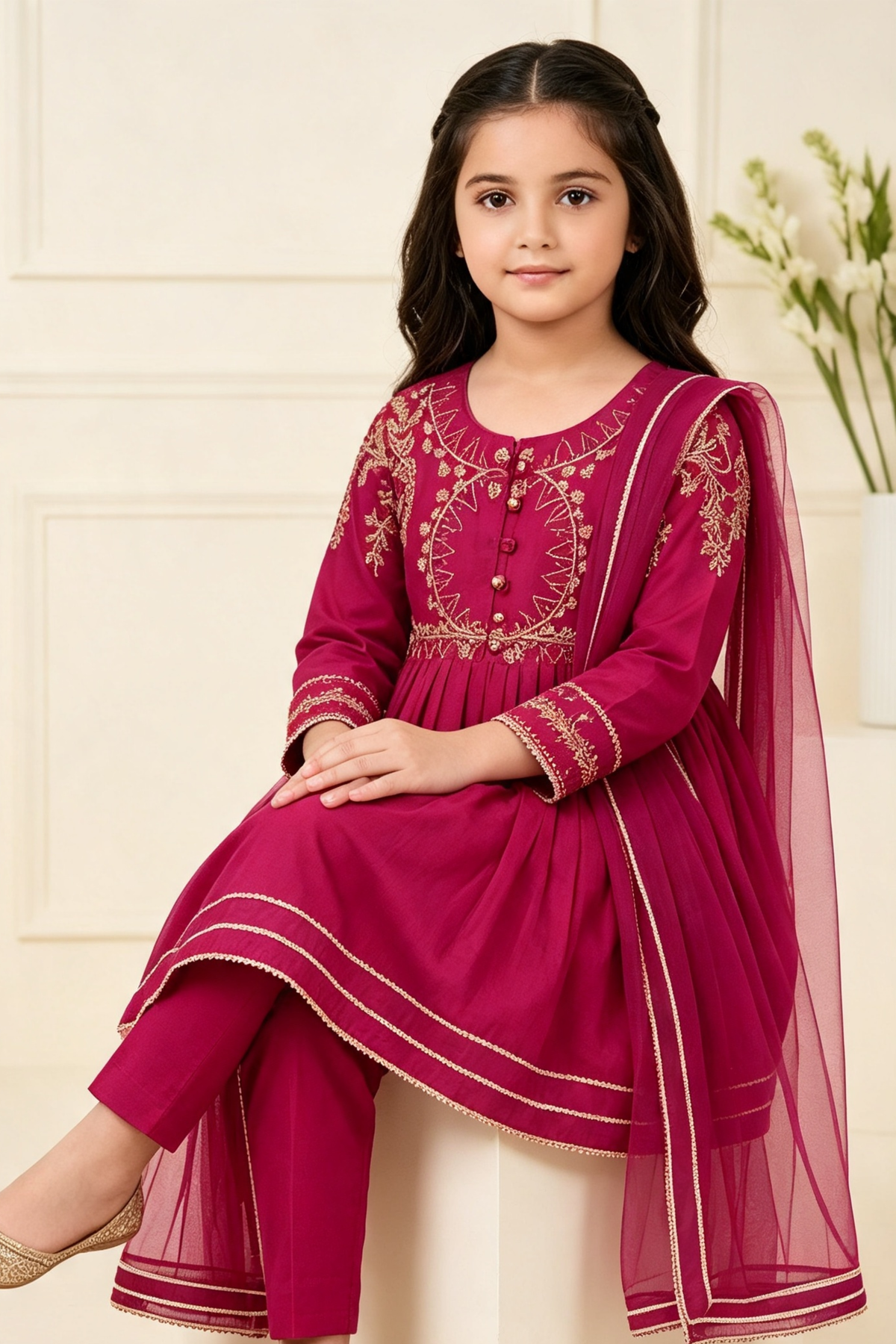 Motif Girls Printed Cotton Suit-728