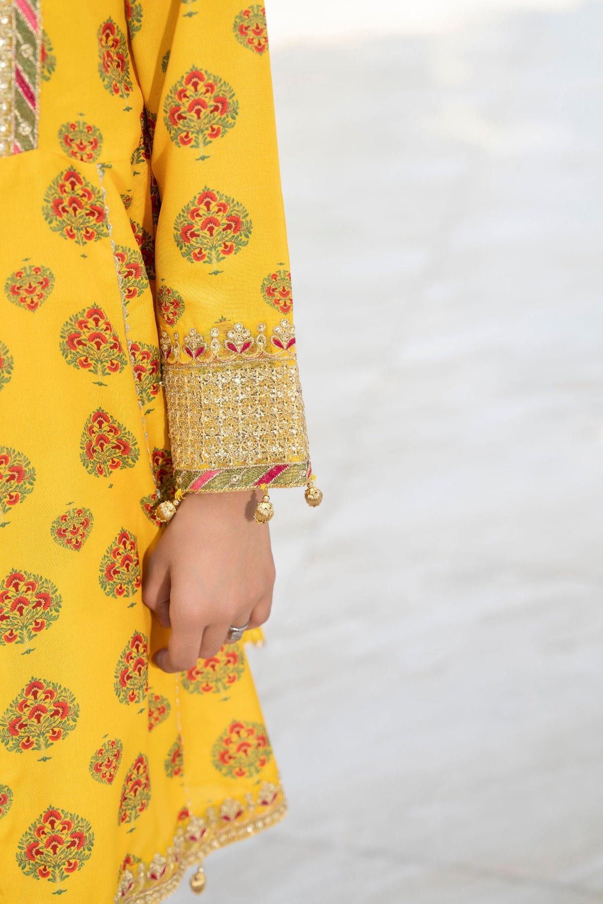Motif Girls Poly Lawn Embroidered Suit-706