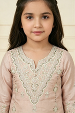 Motif Girls Embroidered Raw Silk Suit-731