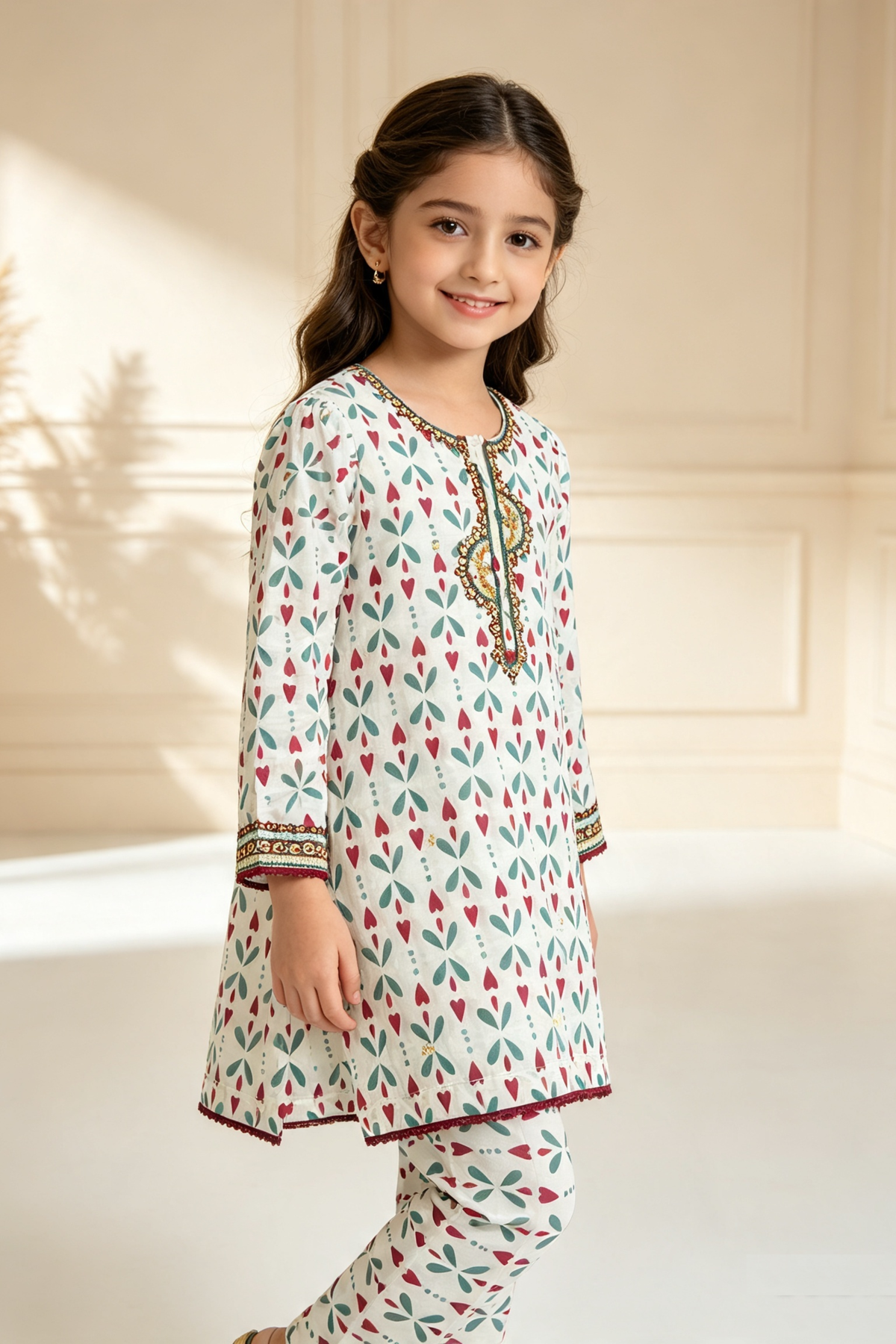 Motif Girls Printed Cambric Suit-084