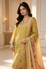 Motif Embroidered Cotton Suit-1838