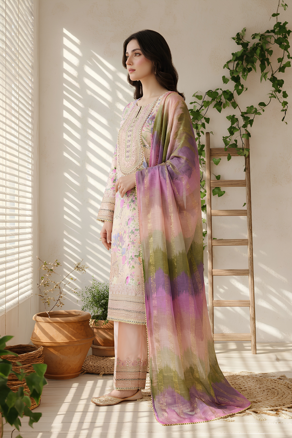 Motif PolyLawn Printed Suit-4152