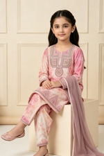Motif Girls Printed Cambric Suit-067