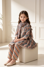 Motif Girls Embroidered Cotton Suit-26553
