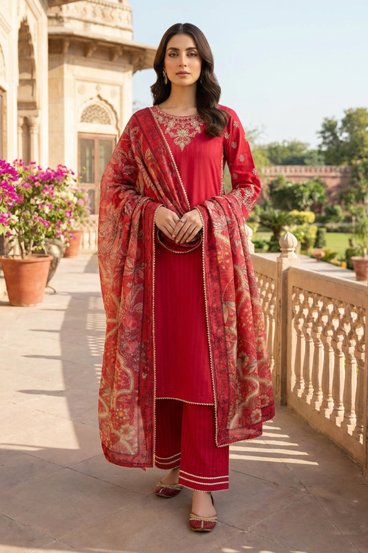 Motif Embroidered Katpana Suit-4029