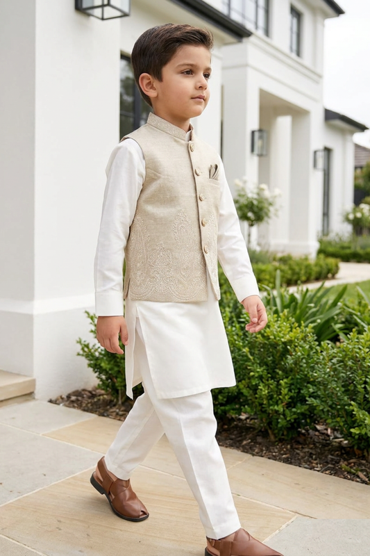 Motif Boys Waistcoat Suit-3607
