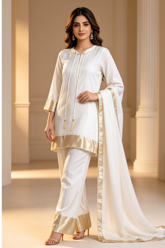 Motif Embroidered Silk Suit-005