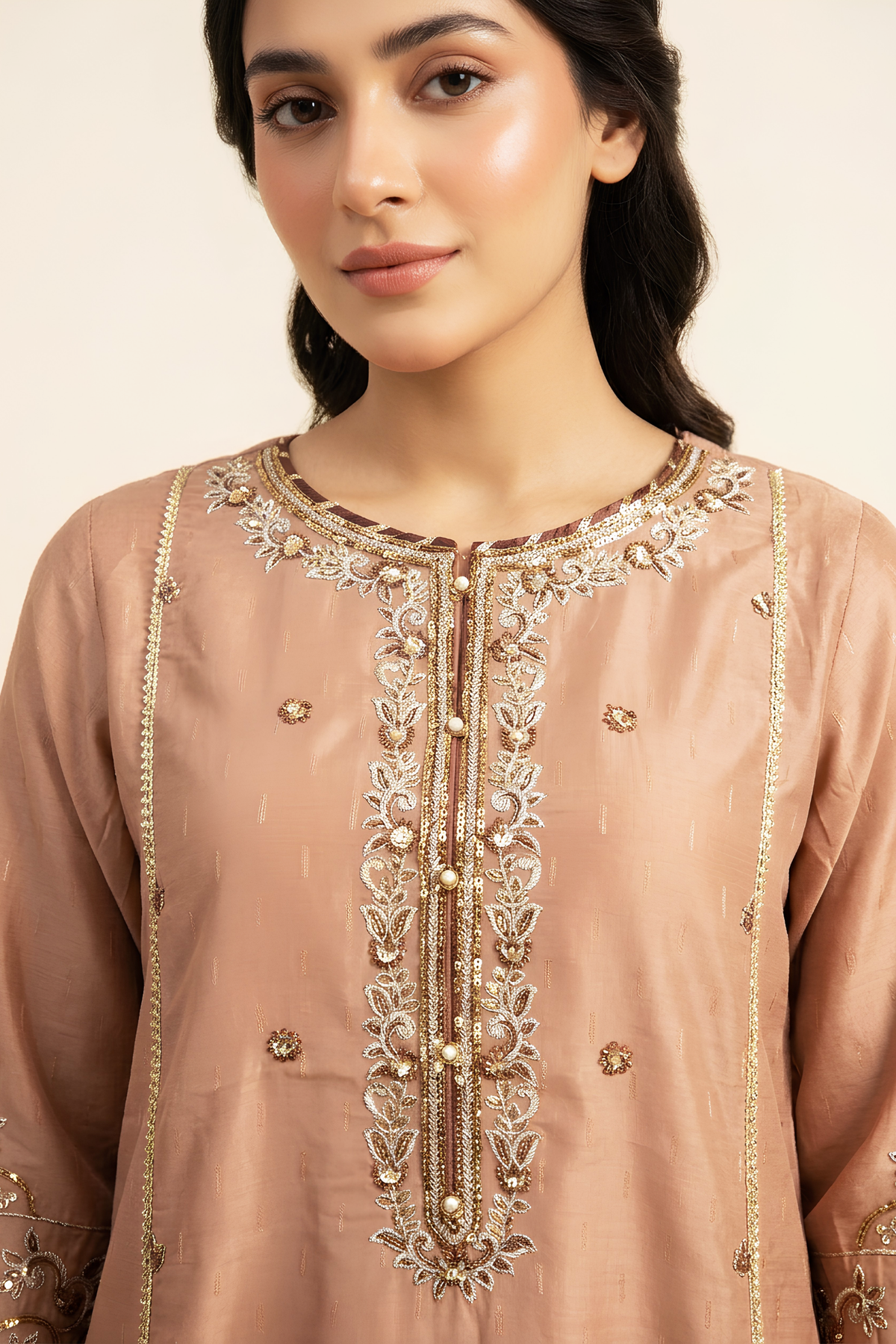 Motif Embroidered Barosha Suit-030