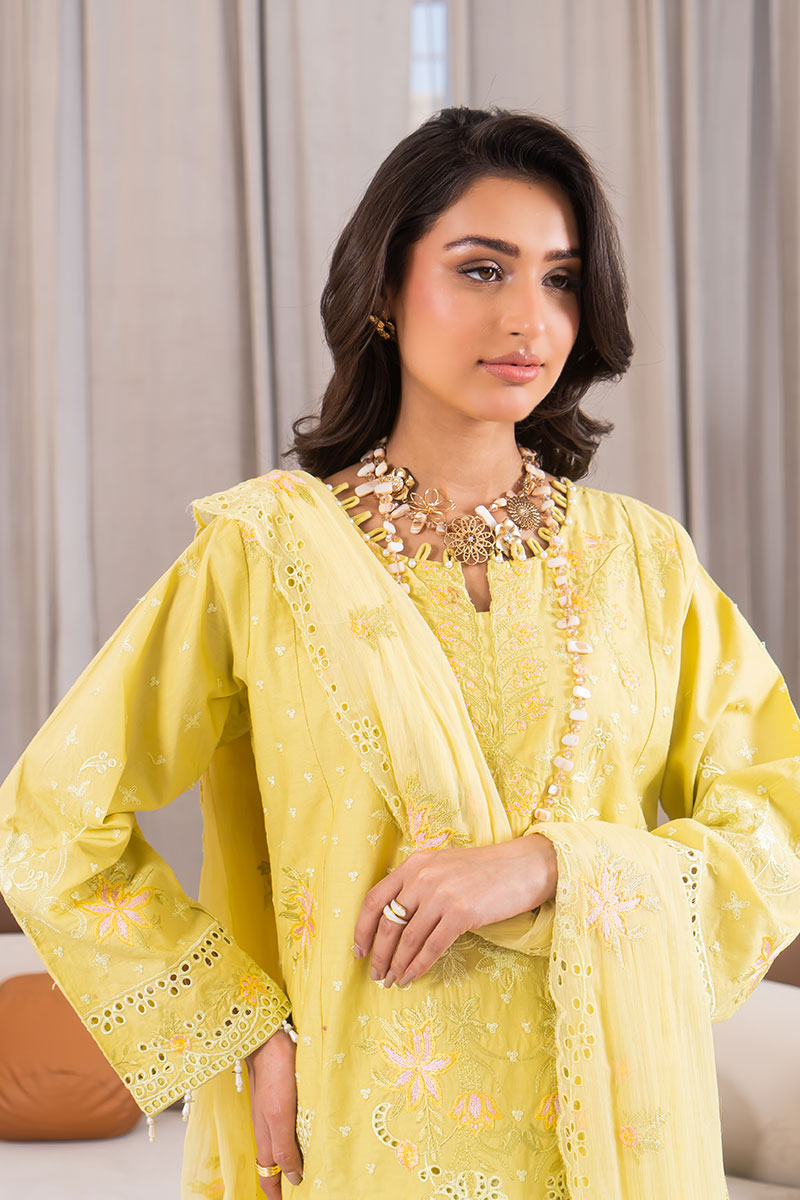 Motif Cambric Embroidered Suit-3865