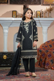 Motif Cotton Net Embroidered Suit