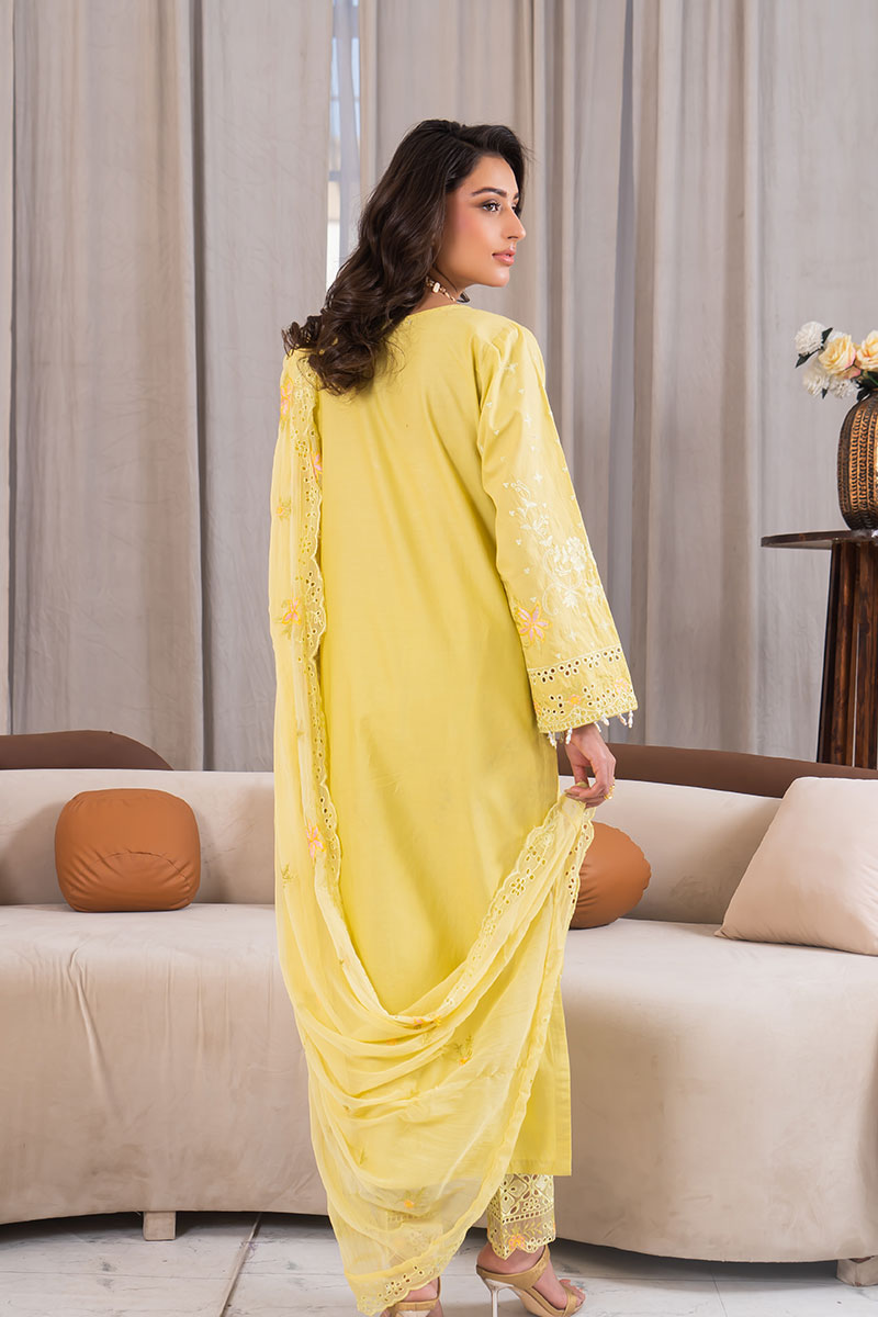 Motif Cambric Embroidered Suit-3865