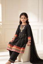 Motif Girls Embroidered Cotton Suit-26502