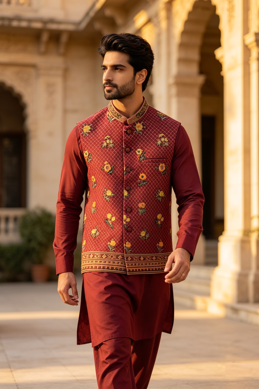 Motif Men's Waistcoat-3093